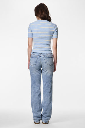 Mira pletivo s O-izrezom - plava breza od kašmira