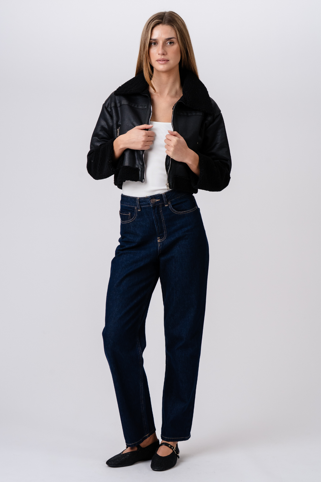 Daisy Shearling Jacket - Black/Black