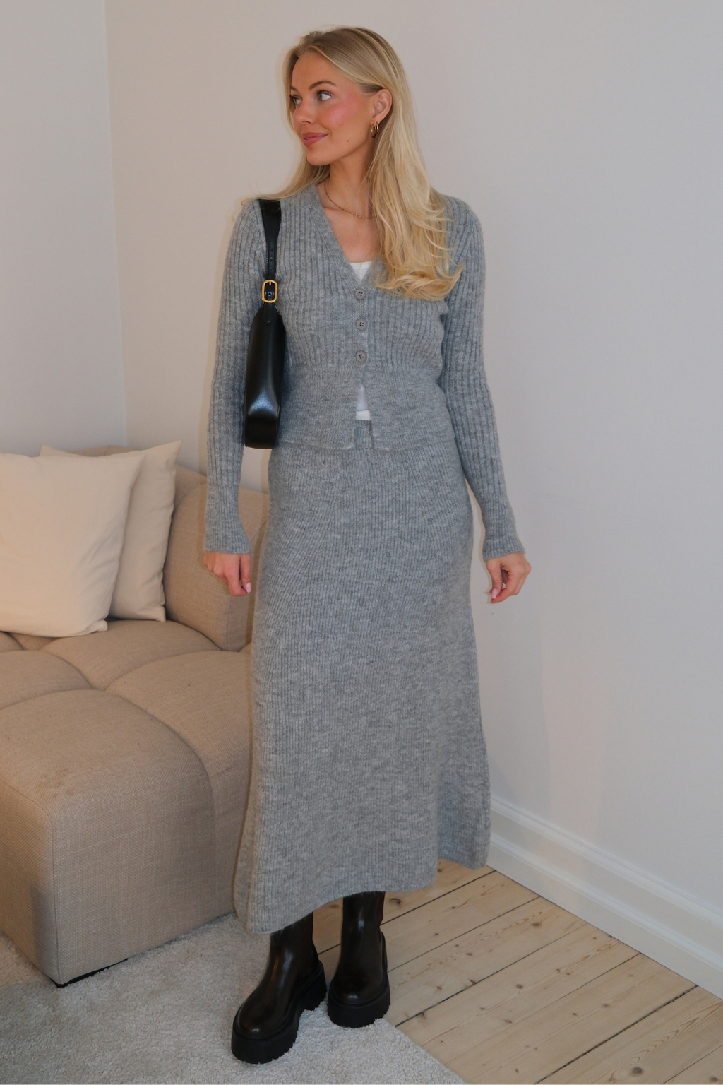 Pletená sukňa Nova - šedá