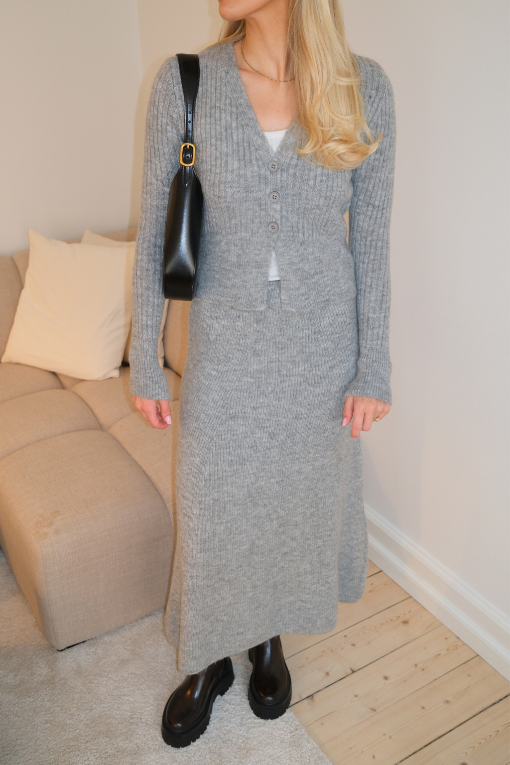 Pletená sukňa Nova - šedá