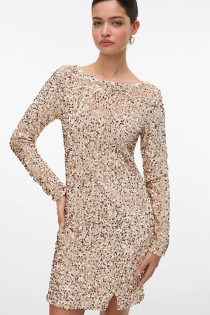 Bella Short Dress - Pumice Stone Champagne