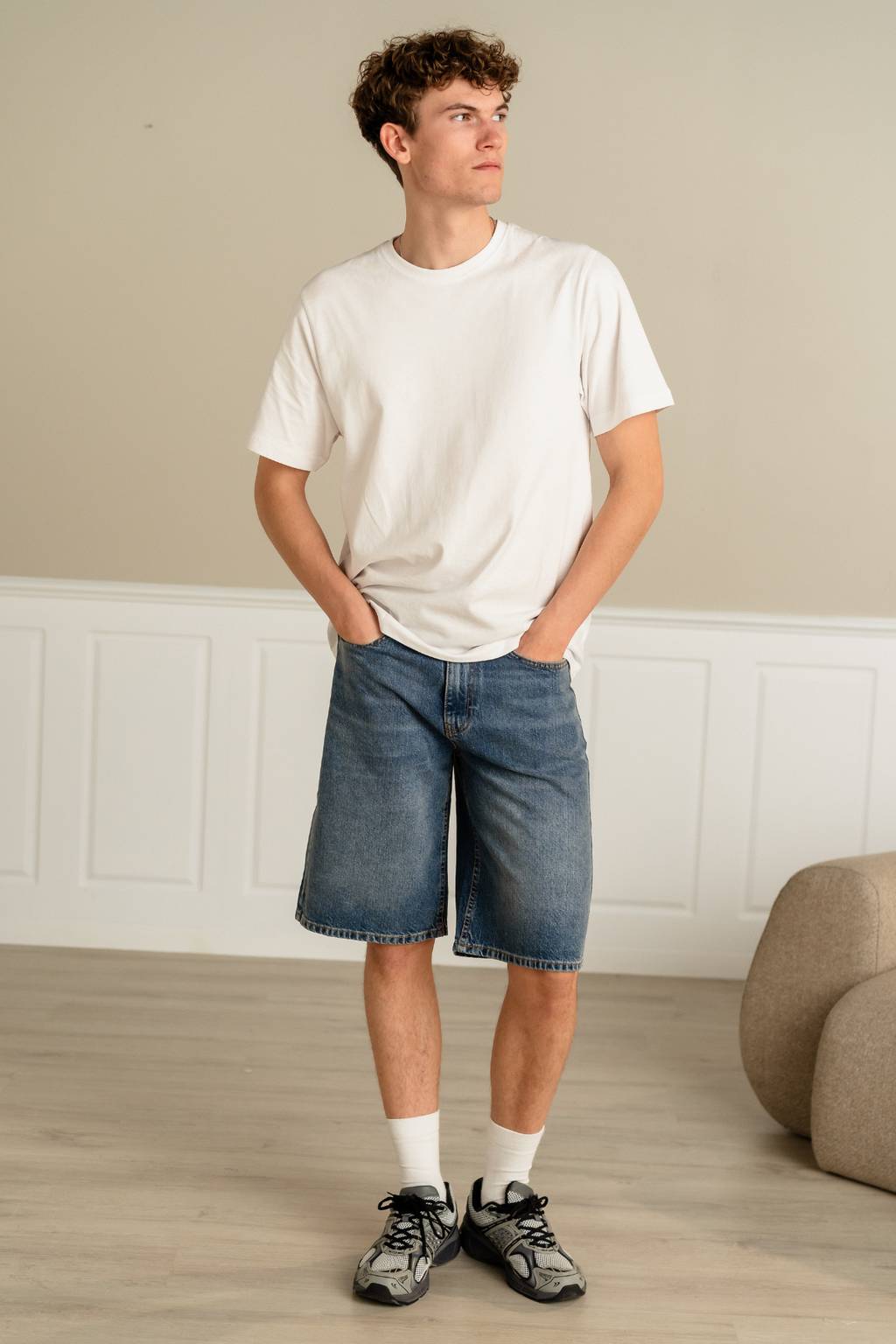 Džínsovina Shorts Voľný - modrý