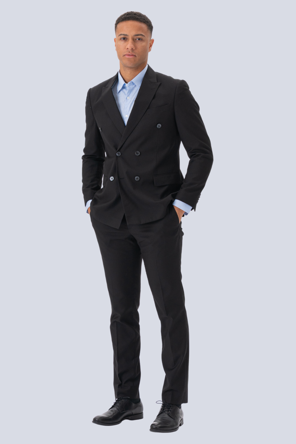 Premium Culaith dúbailte-breasted (dubh)