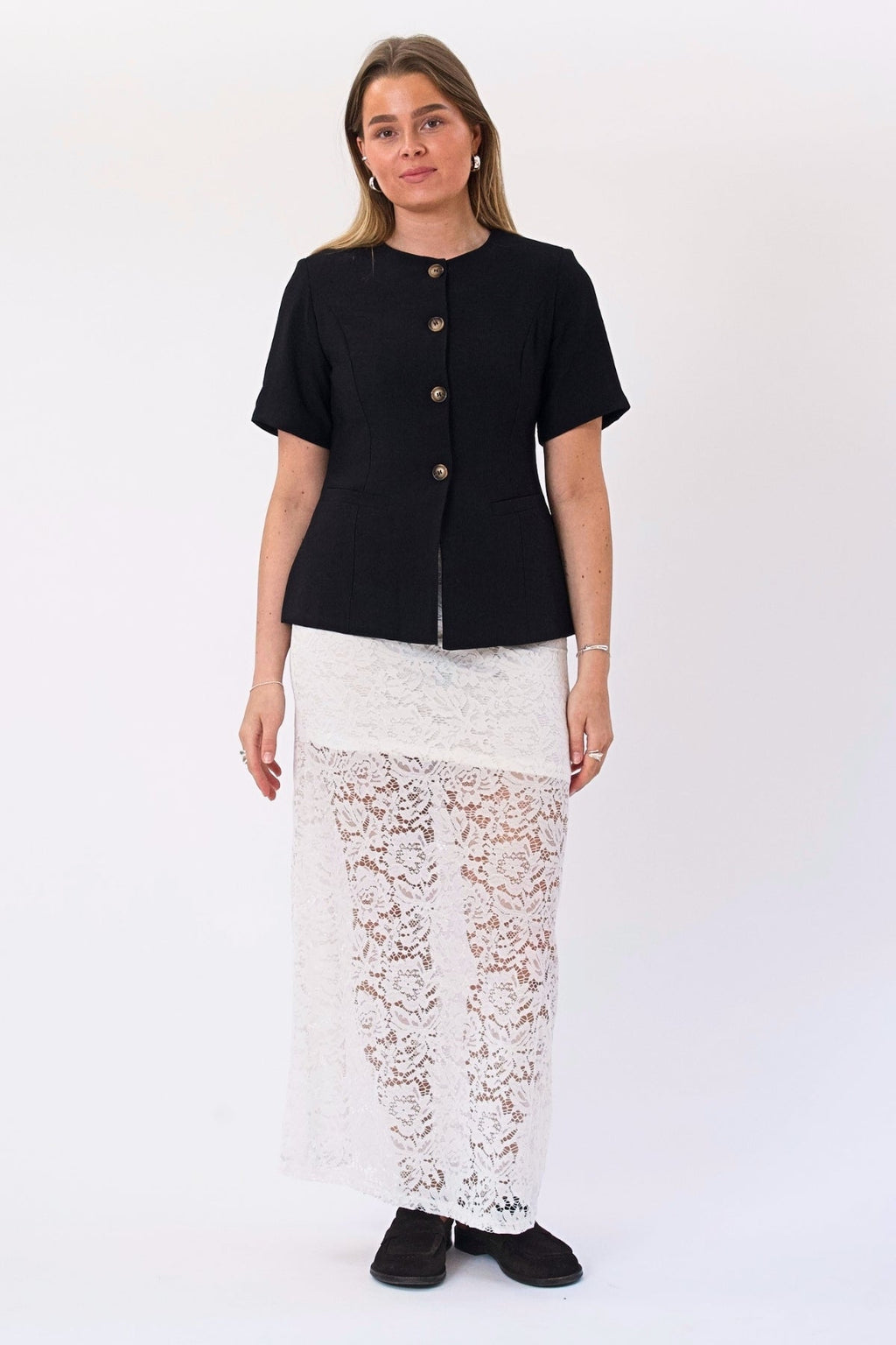 Amara Lace Maxi Skirt - White
