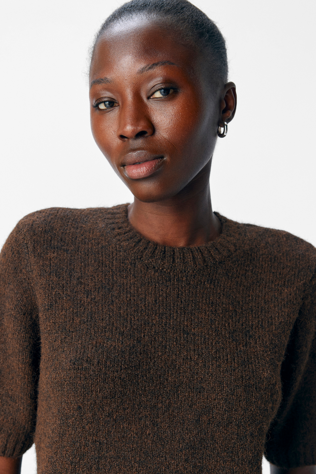 Aggia s/s pleteni pulover - brtva smeđa