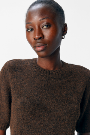 Aggia s/s pleteni pulover - brtva smeđa