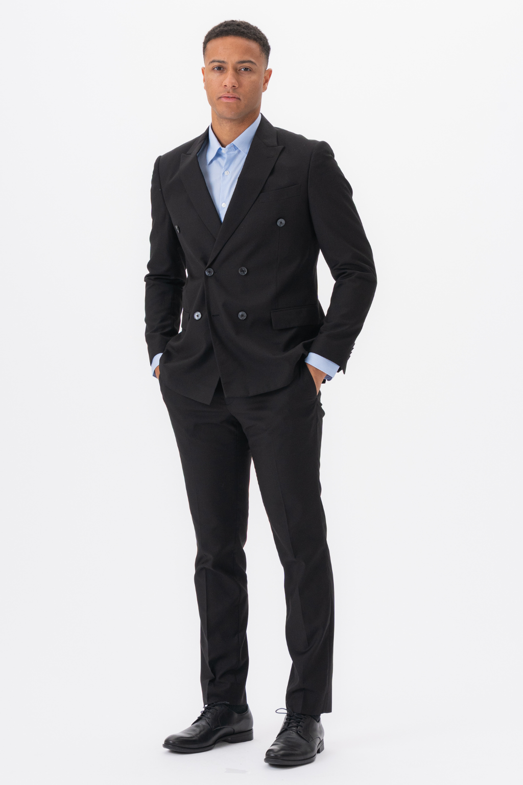 Premium Double-breasted Blazer - Black