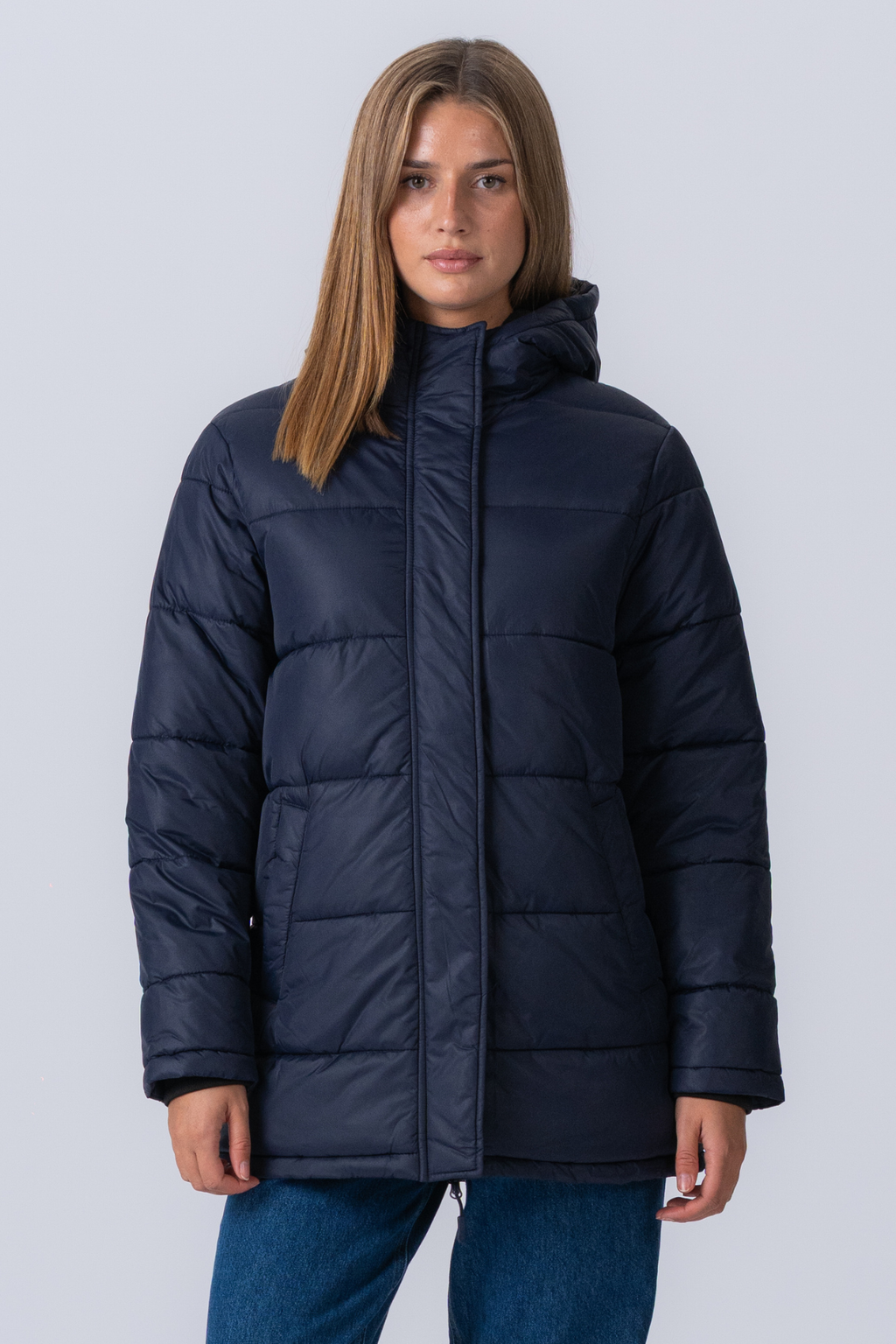 Long Puffer Jacket - Navy