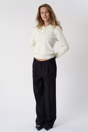 Léine Polo fad-sleeved - Ecru