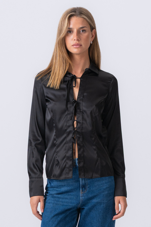 Lucy Tie Shirt - Black