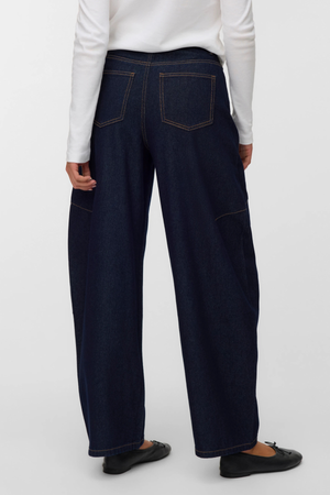 Kaitlin Wide Barrel Jeans -  Dark Blue Denim
