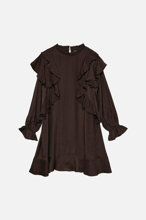 Lizzi Short Flounce haljina - čokoladna torti