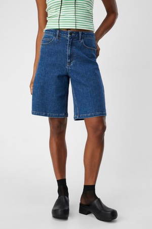 Džínsovina Carol Shorts - Stredne modrý denim