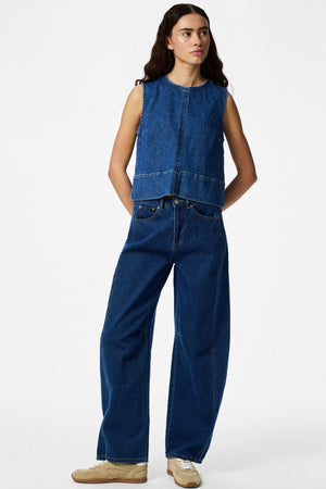 Silke Denim Top - Medium Blue Denim
