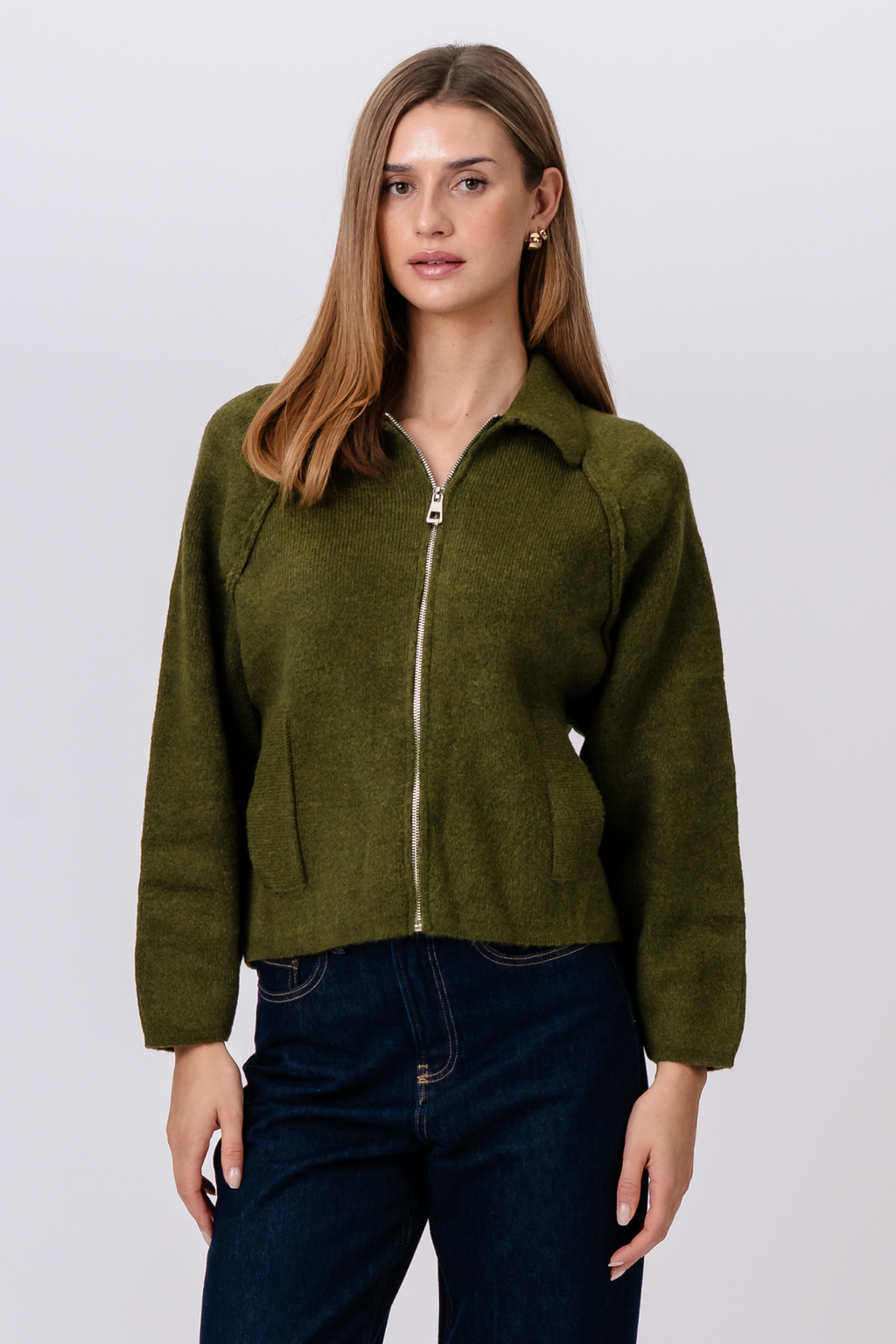 Zipper Selma Knit - Khaki