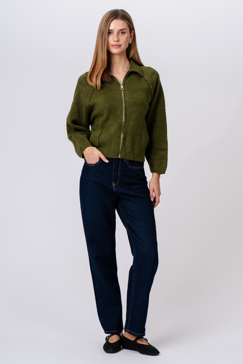Zipper Selma Knit - Khaki