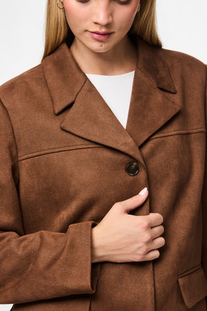 Rakel Brushed Outerwear Blazer - Downtown Brown