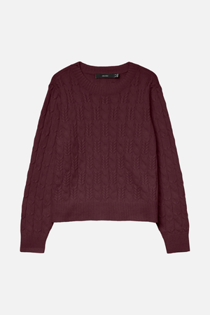 Aries O -Neck Cable Pullover - vinárstvo