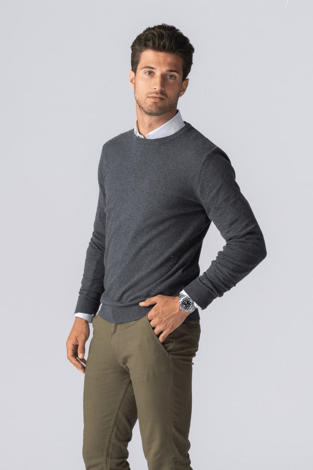 Pullover Roundneck - Charcoal Melange