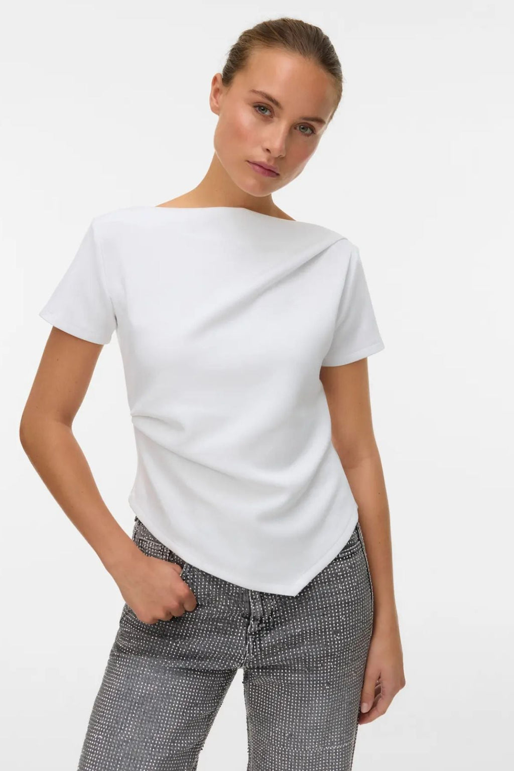 Mille Boatneck Short Top - White