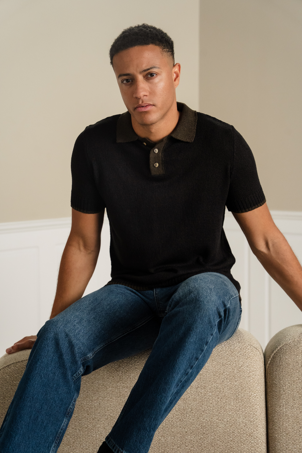 Pletené pólo - hnedé