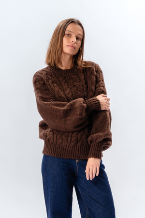 Emma Cable Knit - čokolada