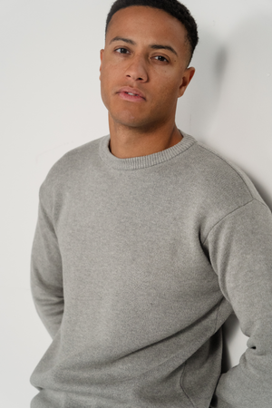 Crewneck Knit Sweater - Light Grey