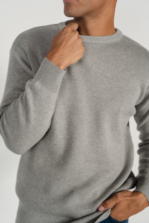 Crewneck Knit Sweater - Light Grey
