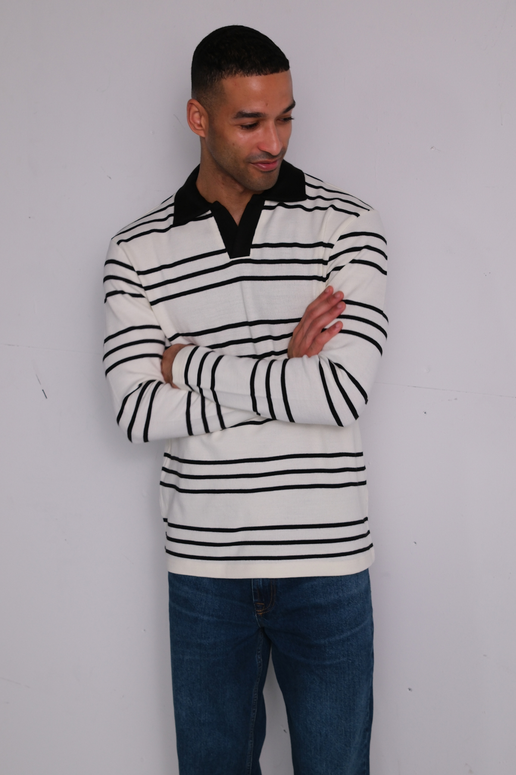 Polo Long-sleeved Striped - Ecru