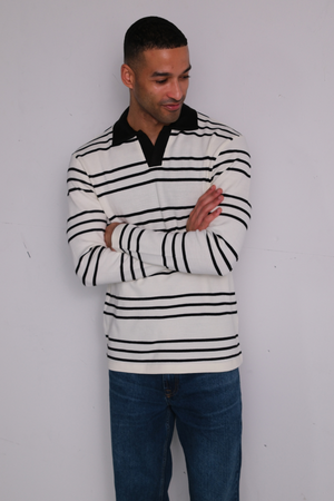Polo Long-sleeved Striped - Ecru