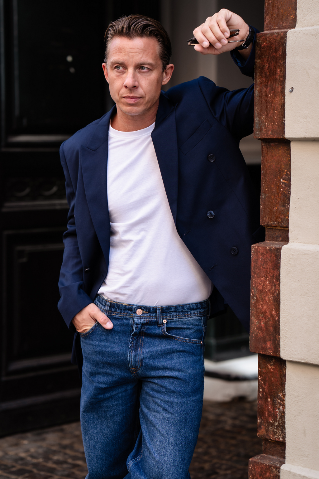 Premium Blazer dúbailte -breasted - Navy