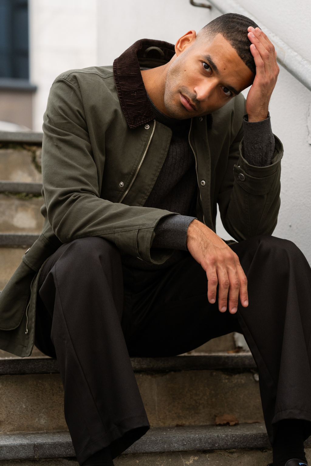 Jakna s twill - tamna maslina