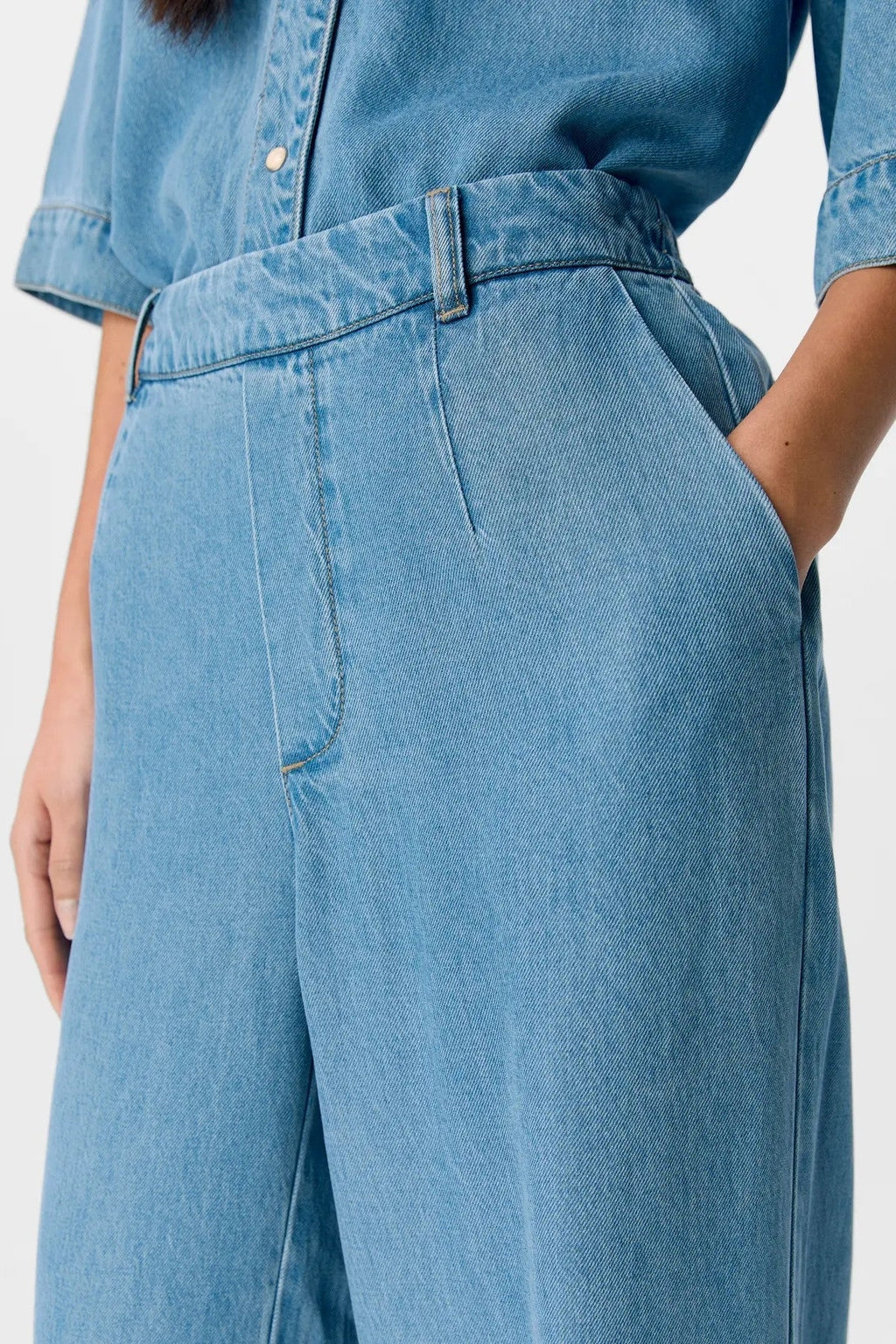 Frame Lisa Wide Pants - Light Blue Denim