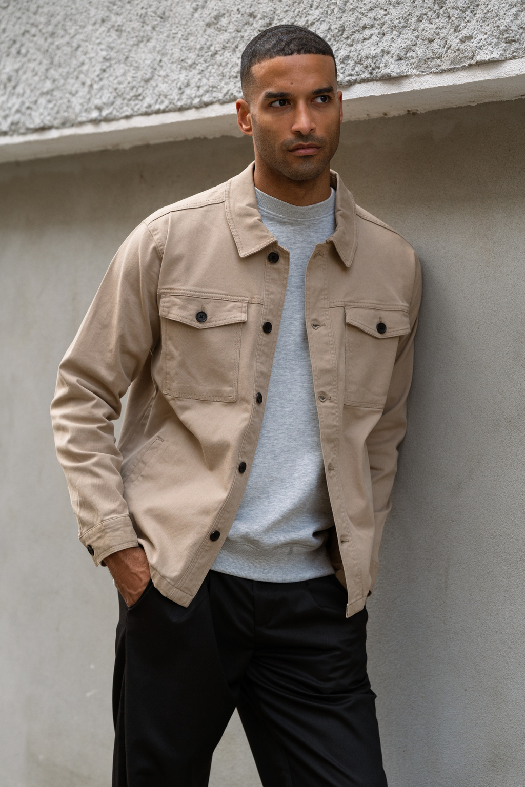 Twill Overshirt - Dark Sand