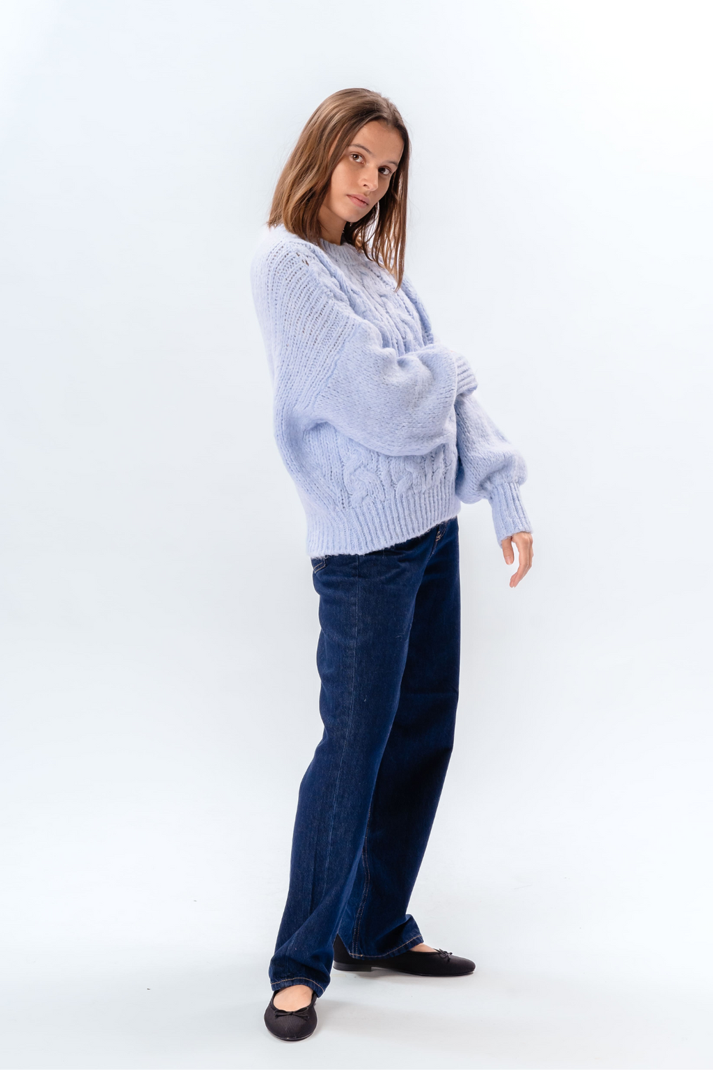 Emma Cable Knit - nebesko plava