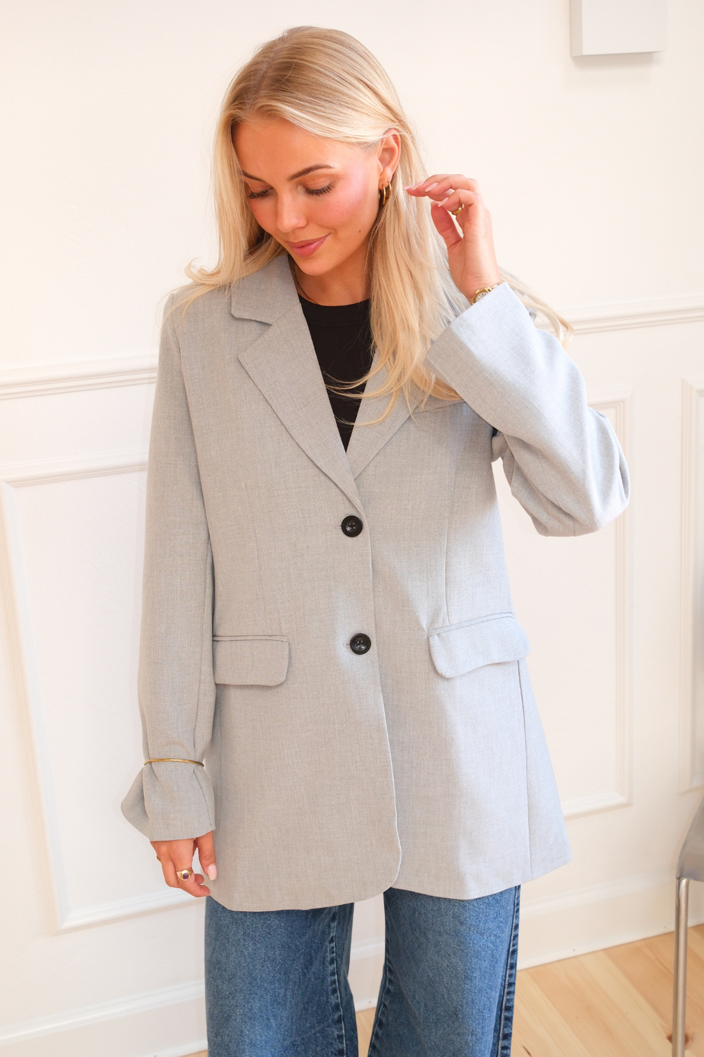 Claire Oversized Blazer - Light Grey