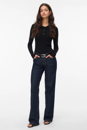 Silje Poloneck Pullover - Dubh