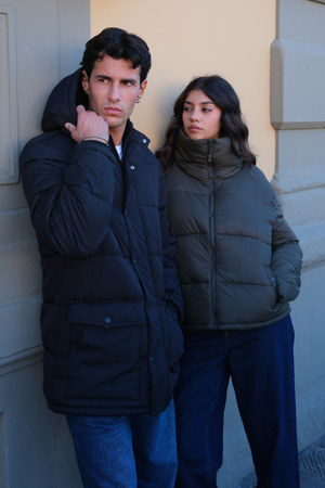 Long Puffer Jacket - Navy