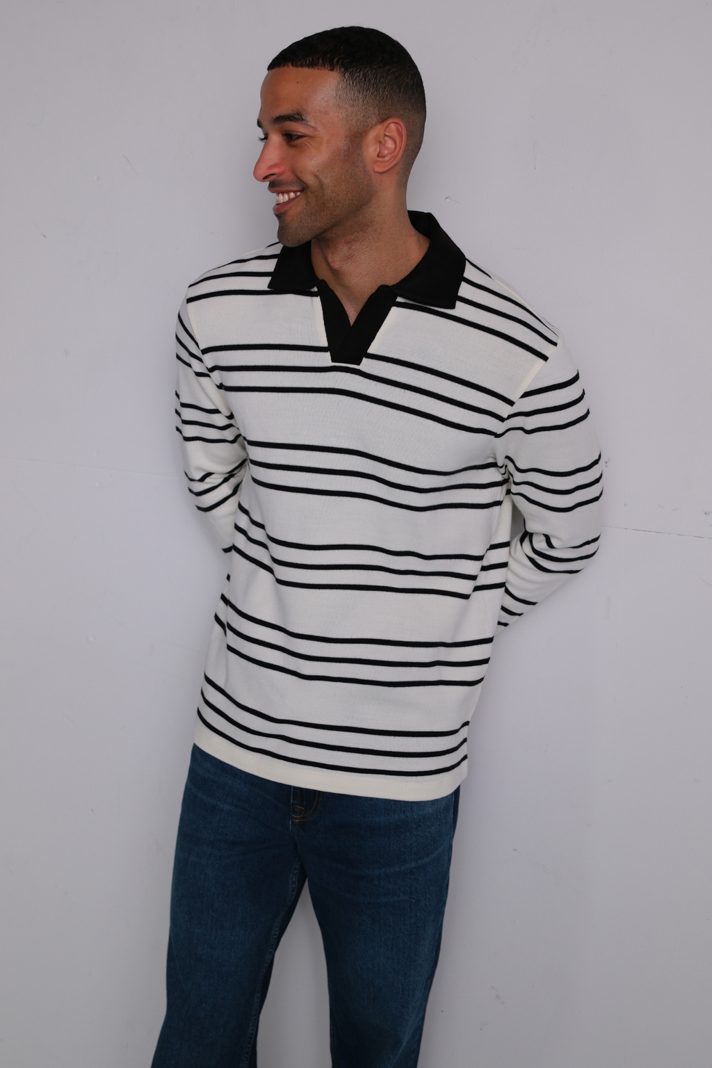 Polo Long-sleeved Striped - Ecru