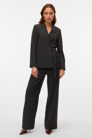 Bestie Loose Strap Blazer - Dark Grey Melange