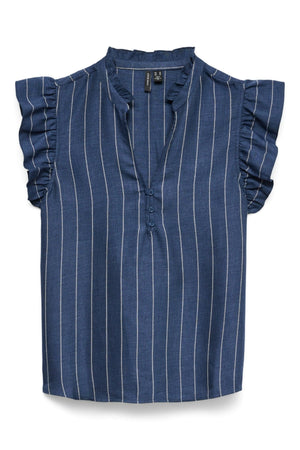 Barr Odette V-Muineál - Denim Dorcha / Bán