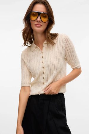 Panama 2/4 Knit Cardigan - Birch