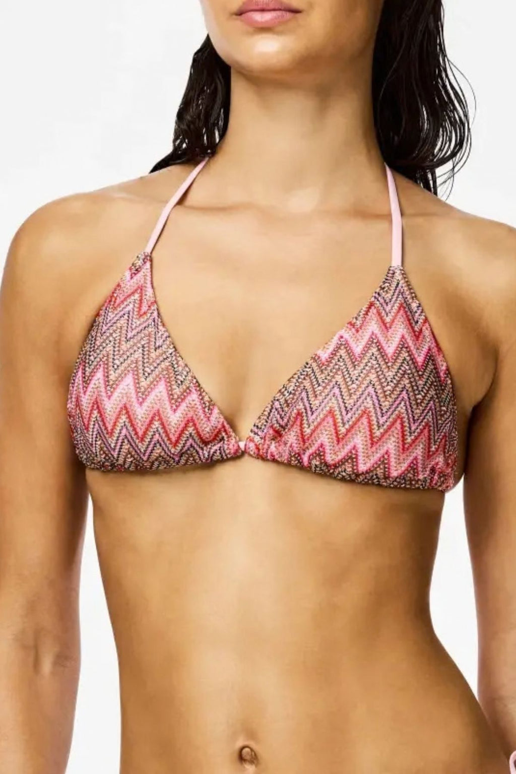 Ada Bikini Knitted Triangle Top - Eggnog Jacquard Pattern