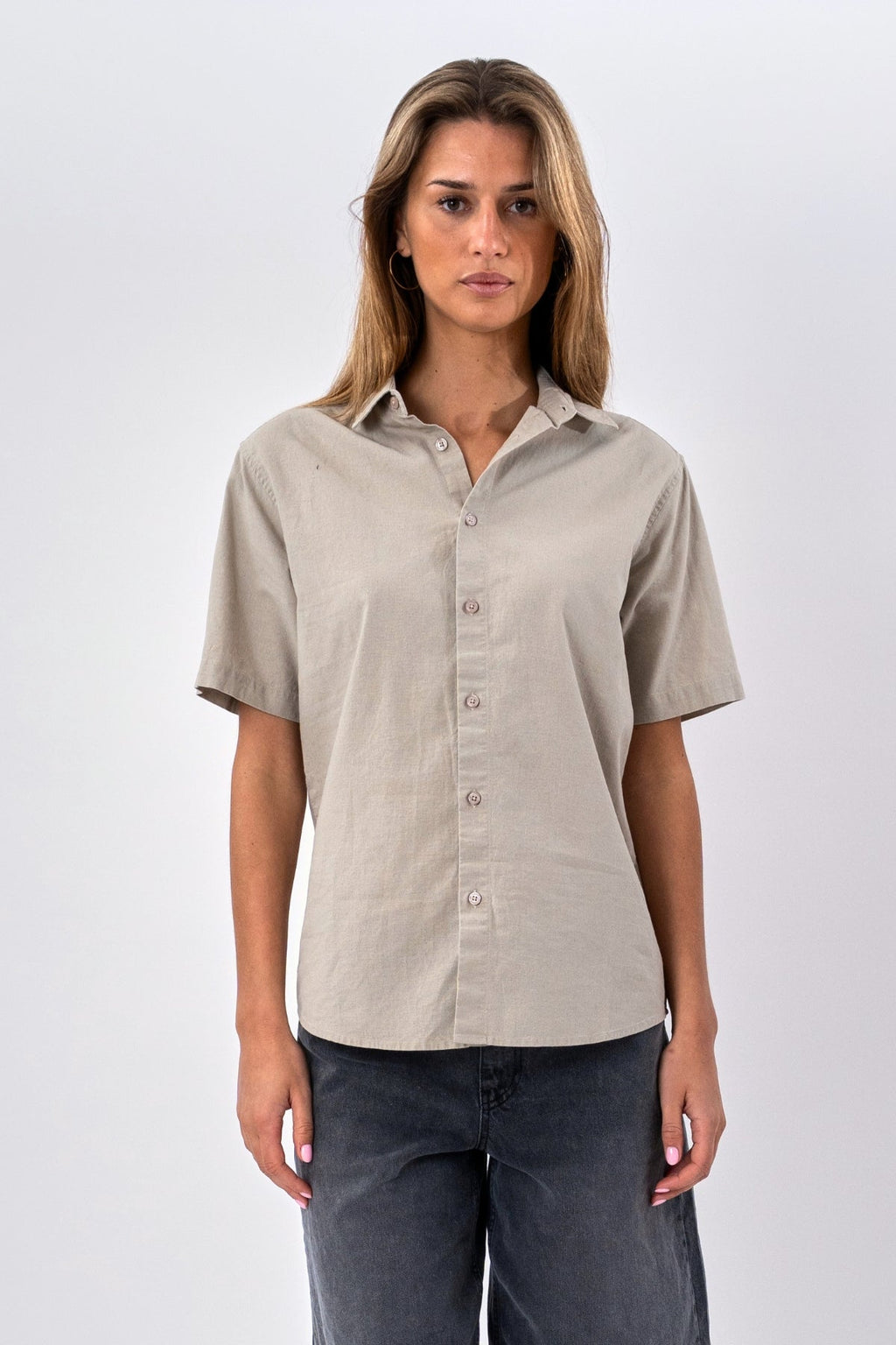 Short Sleeve Linen Shirt - Sand