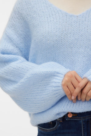 Maybe 2way V-Neck Pullover - Cashmere Blue