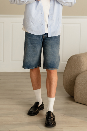 Džínsovina Shorts Voľný - modrý
