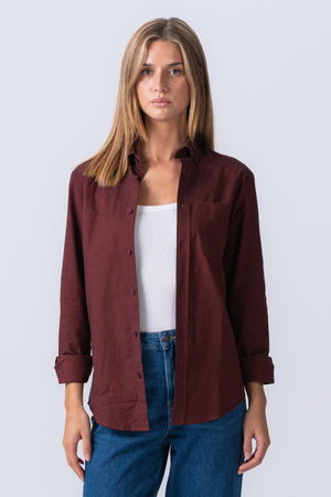 Boyfriend Oxford Shirt - Burgundy