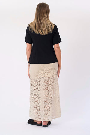 Amara Lace Maxi Skirt - Light Beige