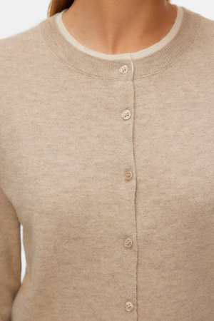 Wonderful O-Neck Cardigan - Silver Mink Melange w. Birch