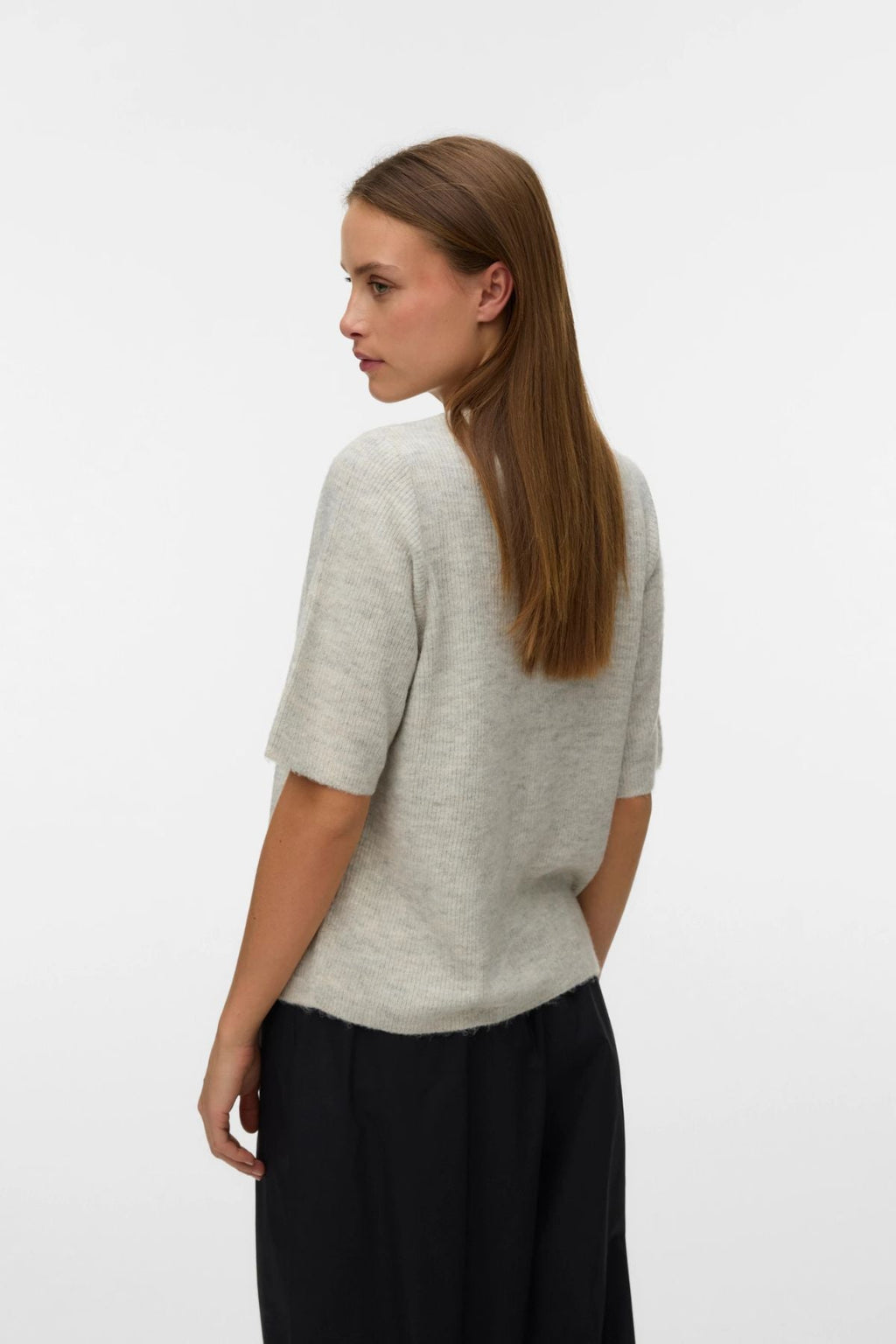 Perlový kardigan Lefile s 2/4 výstrihom - svetlosivá melanž